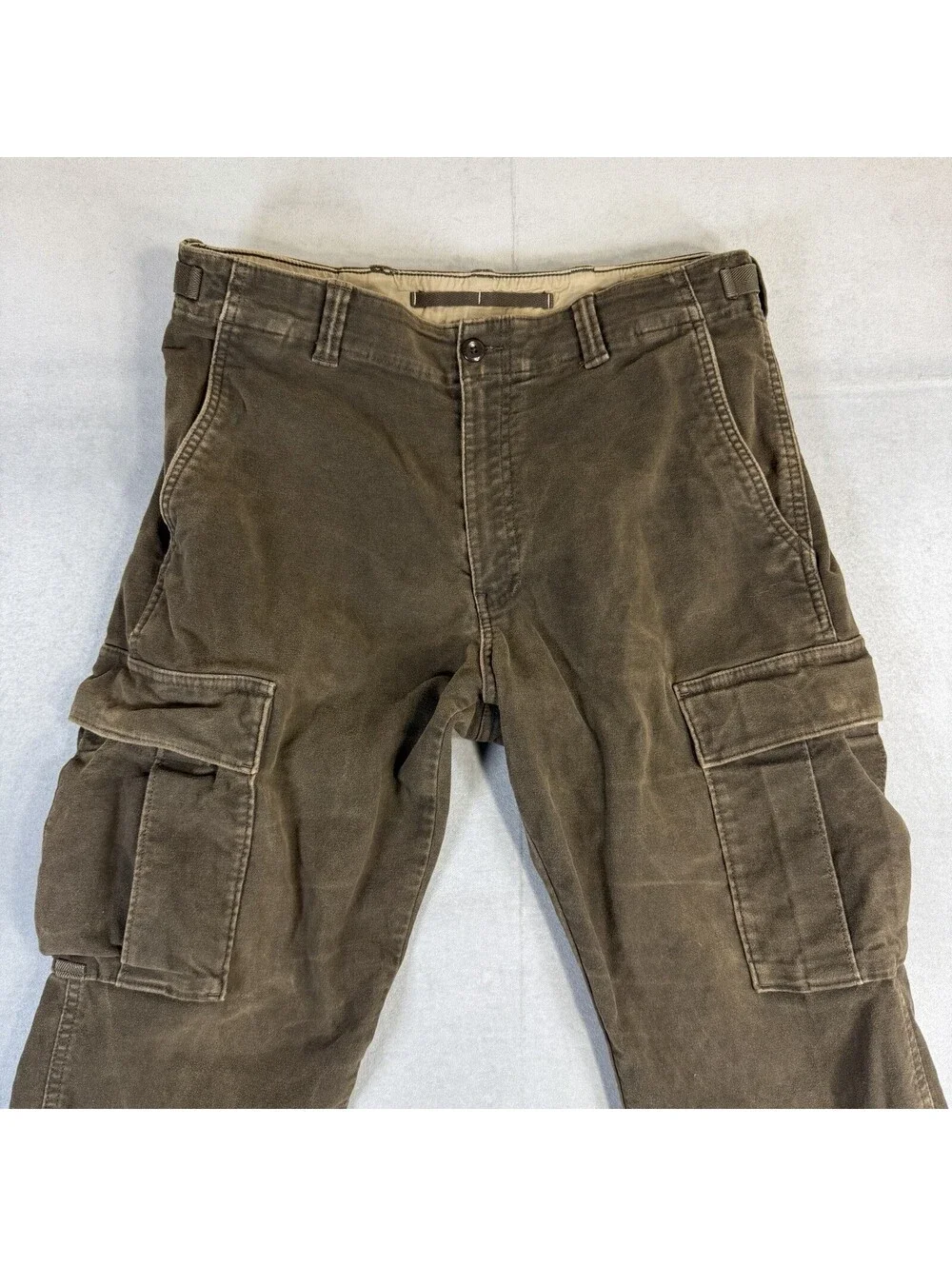 Banana Republic Traveler Cargo Pants Mens 34R Brown Moleskin Utility Surplus